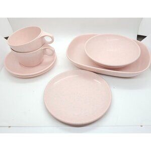 VTG MCM Pink Melamine Dinnerware Imperial Ware tea cups plates Mid Century Mod